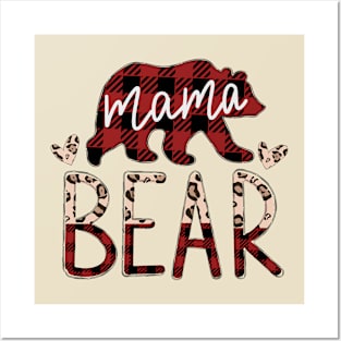 Mama Bear Buffalo Plaid Design Posters and Art